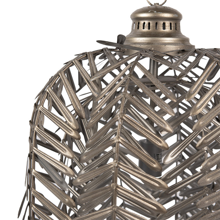 Clayre & Eef Hanglamp Ø 49x66 cm Goudkleurig Grijs IJzer Bladeren