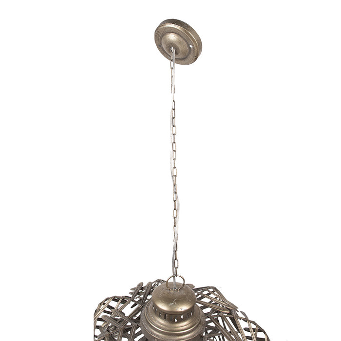 Clayre & Eef Hanglamp Ø 49x66 cm Goudkleurig Grijs IJzer Bladeren