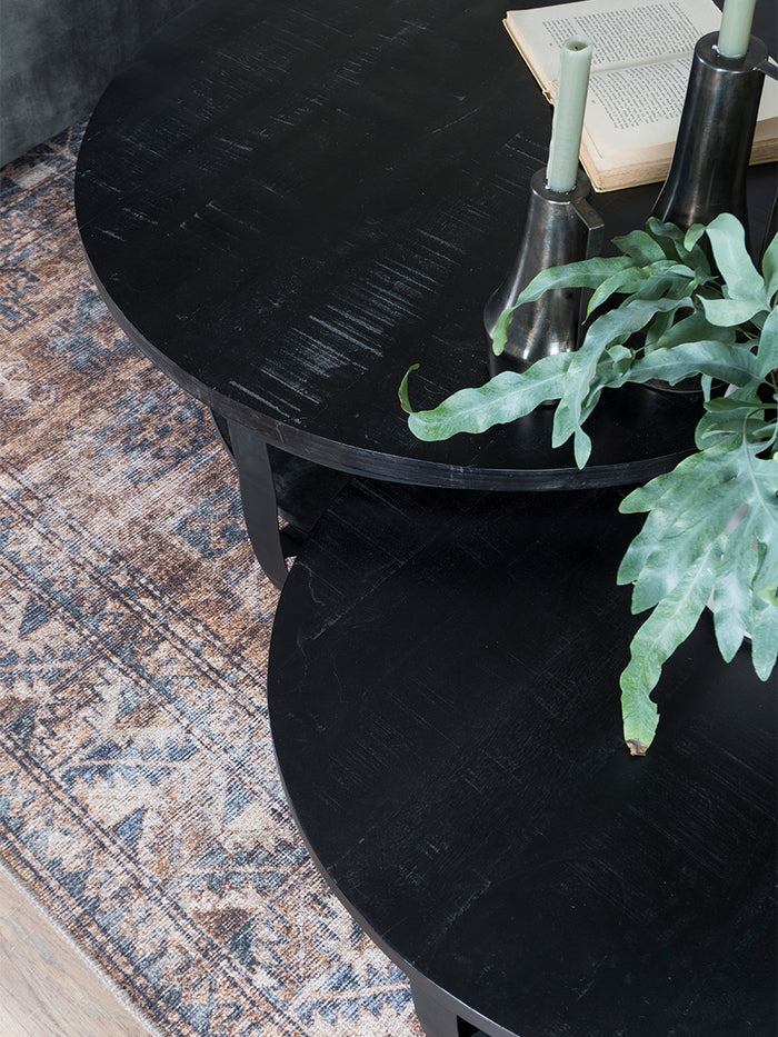 Salontafel Cilamon - 70 cm - Zwart blad - Zwart onderstel