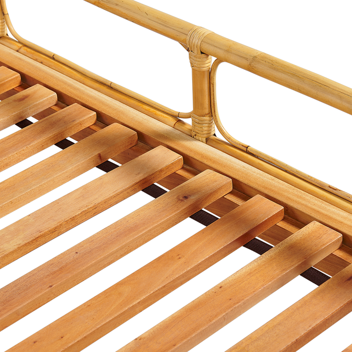 Beliani-FLORENTINE-Tweepersoonsbed-Lichtbruin-160 x 200 cm-Rotan