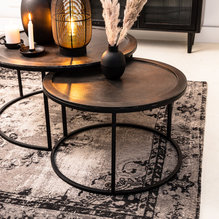 Light & Living TALCA Salontafel Antiek-lood Deep edge Set van 2 XL