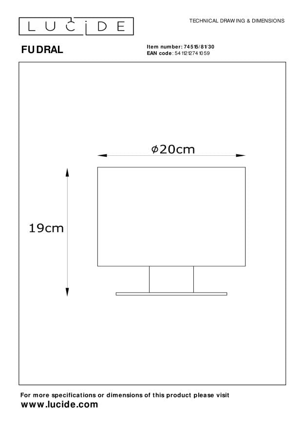 Lucide FUDRAL Tafellamp - Zwart
