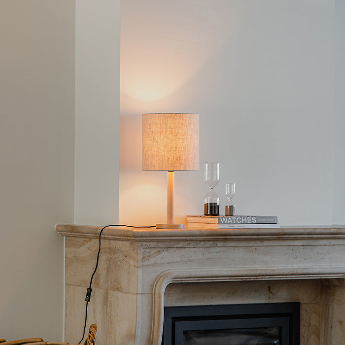 QAZQA Landelijke tafellamp hout met lichtbruine kap - Mels