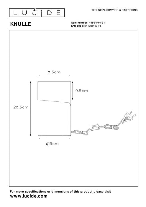 Lucide KNULLE Tafellamp - Wit