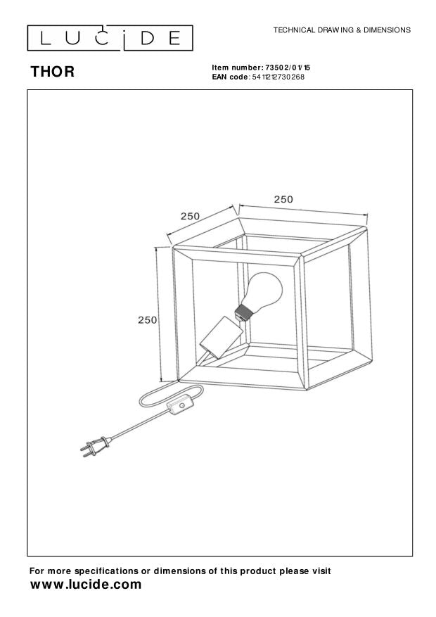 Lucide THOR Tafellamp - Grijs ijzer