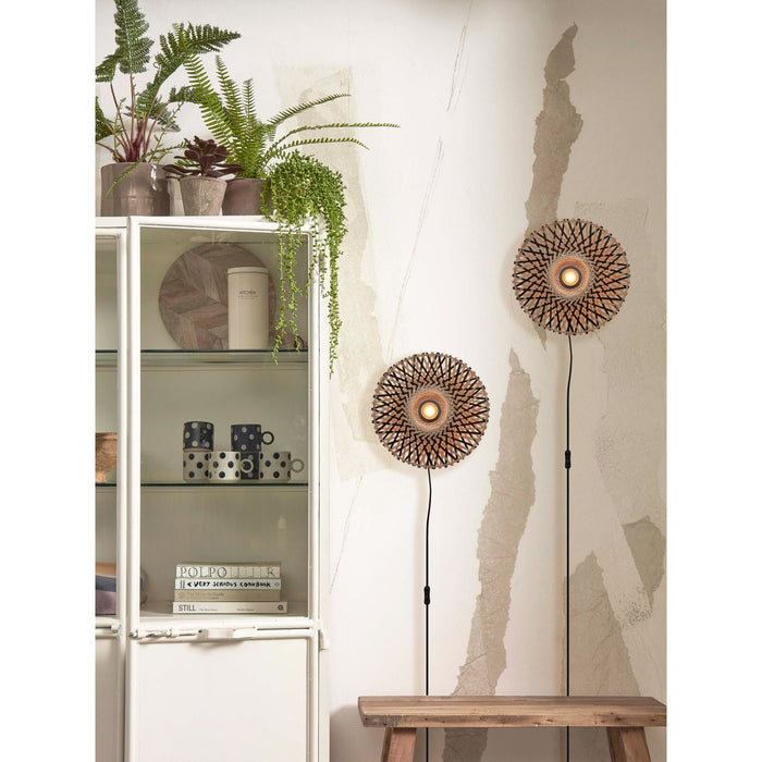 GOOD&MOJO Kalimantan Wandlamp Rond - Ø30cm - Zwart / Bamboe