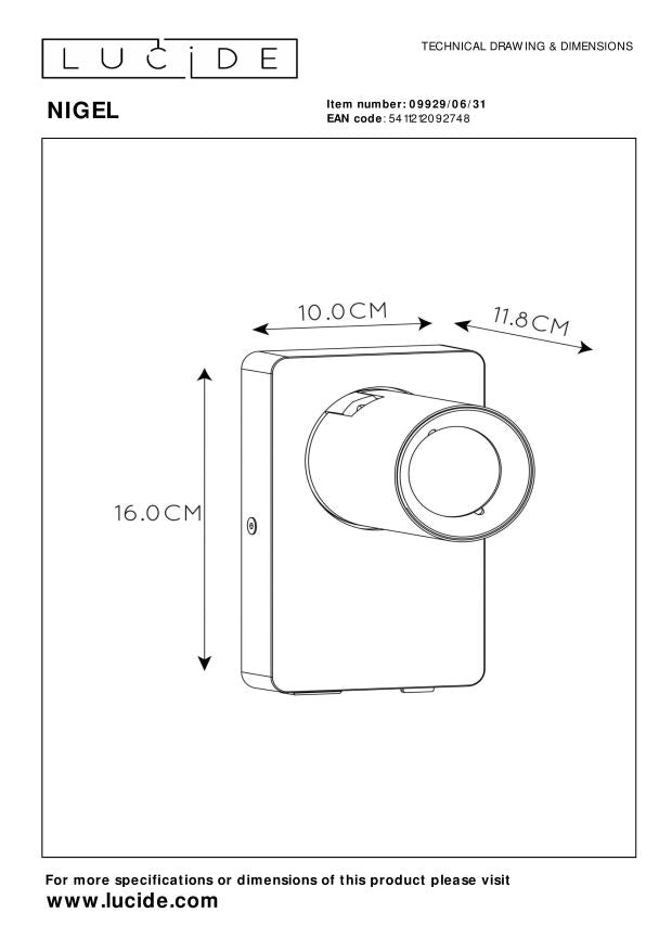 Lucide NIGEL Bedlamp - Wit