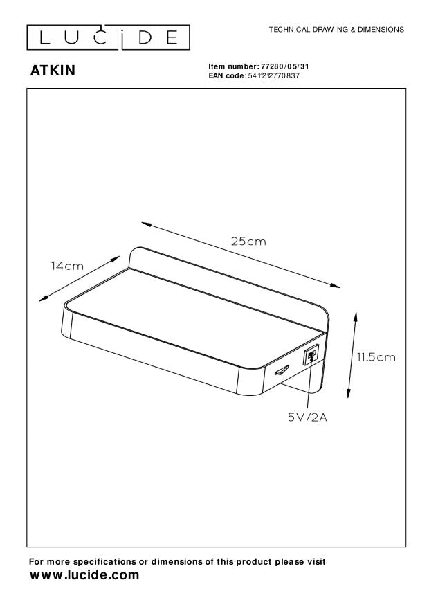Lucide ATKIN Bedlamp - Wit