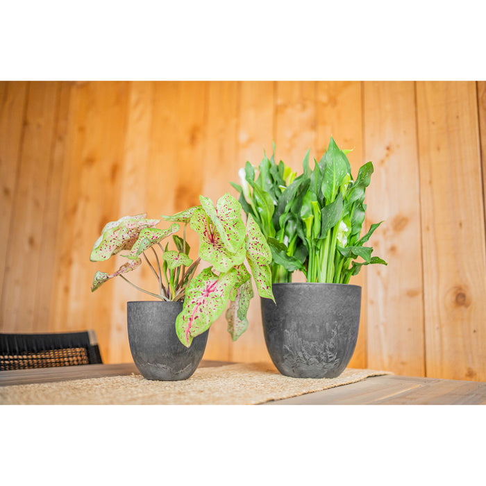 Ter Steege Bloempot - grijs - natuursteen look - 17 x 15 cm