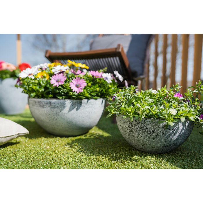 Ter Steege Bloempot schaal - kunststof - grijs - D35xH17 cm