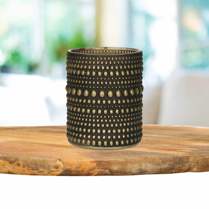 Countryfield theelichthouder|kaarsenhouder - zwart|goud - H8 cm