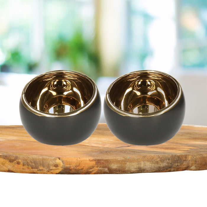 Countryfield theelichthouder|kaarsenhouder - zwart|goud - H13.5 cm