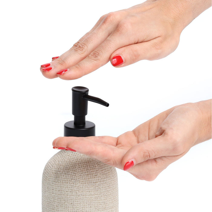 Zeller Zeeppompje|dispenser - kunststeen - beige - 20 cm