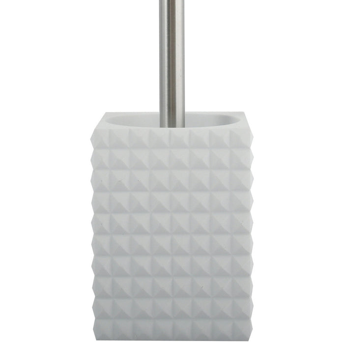 MSV Toiletborstel houder Kubik - kunststeen - wit|zilver - 37 cm