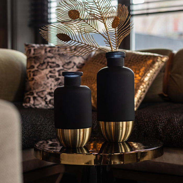 Countryfield Bloemenvaas Mystik - Glas - zwart|goud - D13 x H25 cm