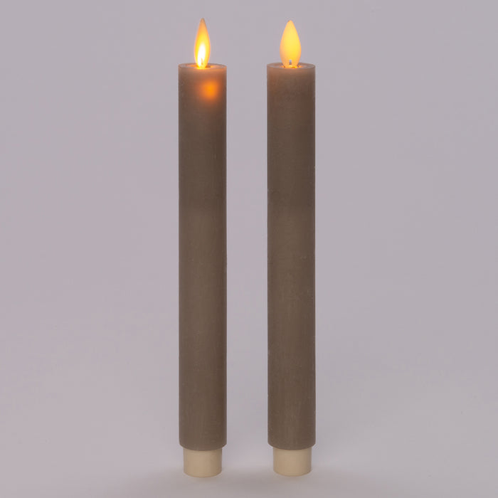 Anna Collection LED dinerkaarsen - 2x st - taupe kleur - 23 cm