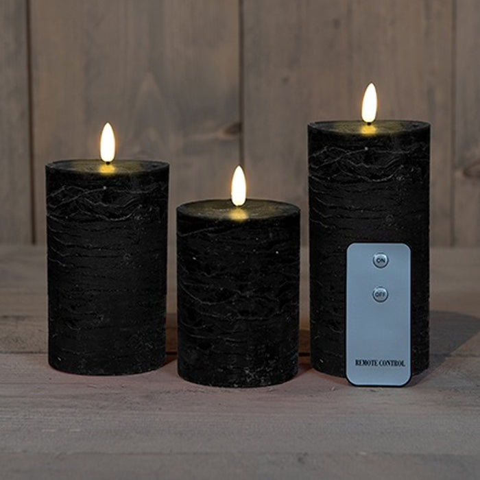 Anna's Collection LED Stompkaarsen -afstandsbediening -3x - zwart