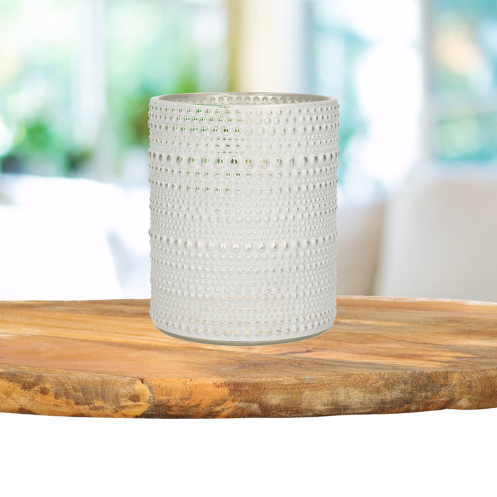 Countryfield theelichthouder|kaarsenhouder - parel wit|zilver - H12 cm