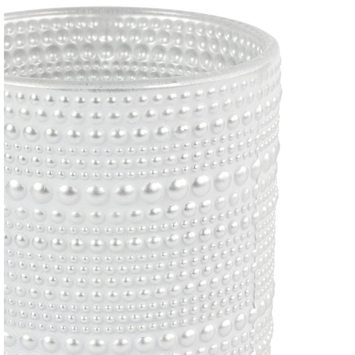 Countryfield theelichthouder|kaarsenhouder - parel wit|zilver - H12 cm