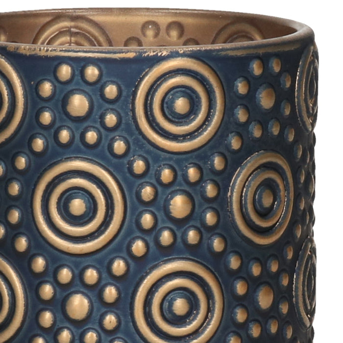 Countryfield theelichthouder|kaarsenhouder - nachtblauw|goud - H8 cm