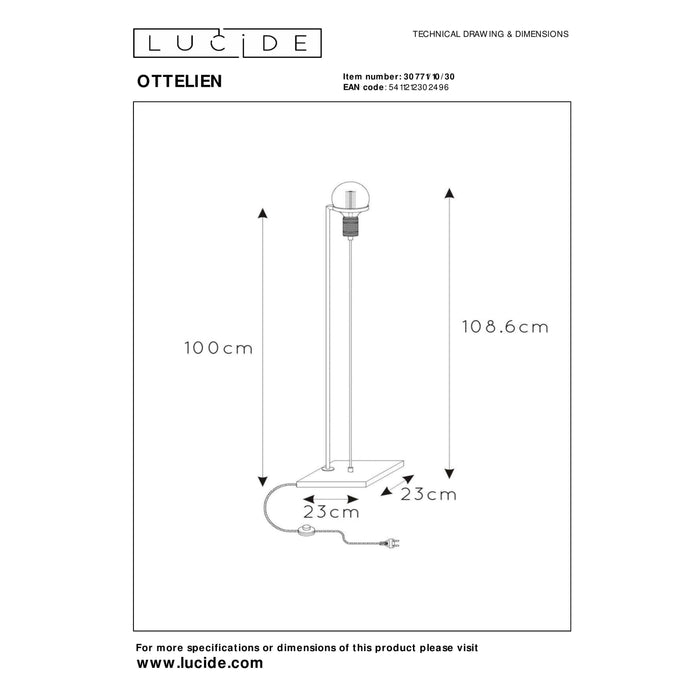 Lucide OTTELIEN Vloerlamp - Zwart