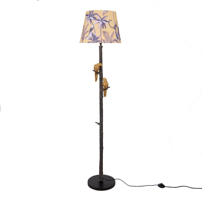 Clayre & Eef Vloerlamp Ø 37x165 cm Zwart Goudkleurig Metaal Textiel