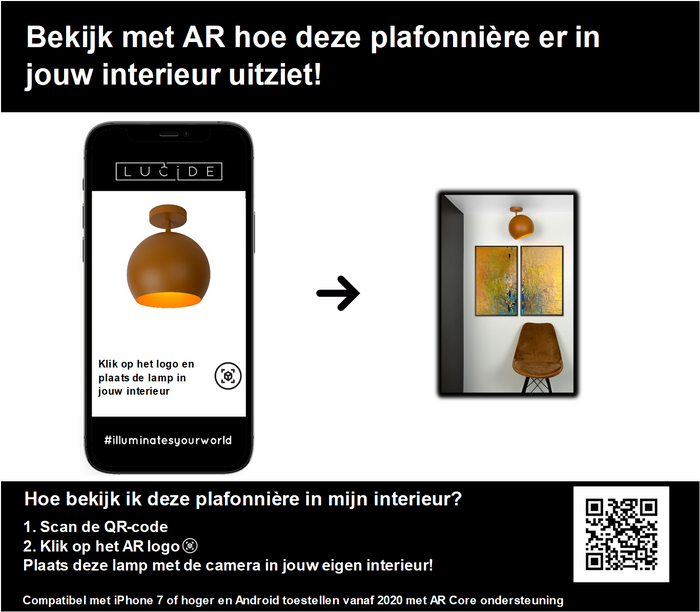 Lucide BINK Plafonnière 1xE27 - Okergeel