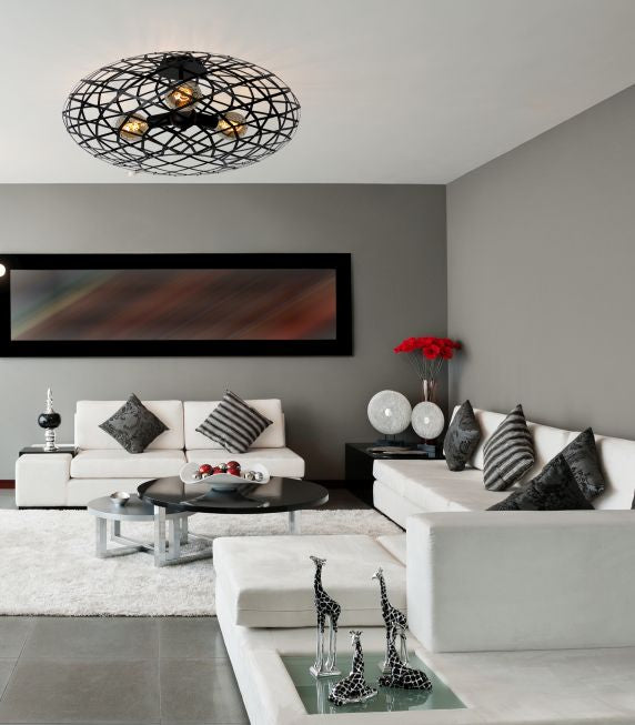 Lucide WOLFRAM Plafonnière 3xE27 - Zwart