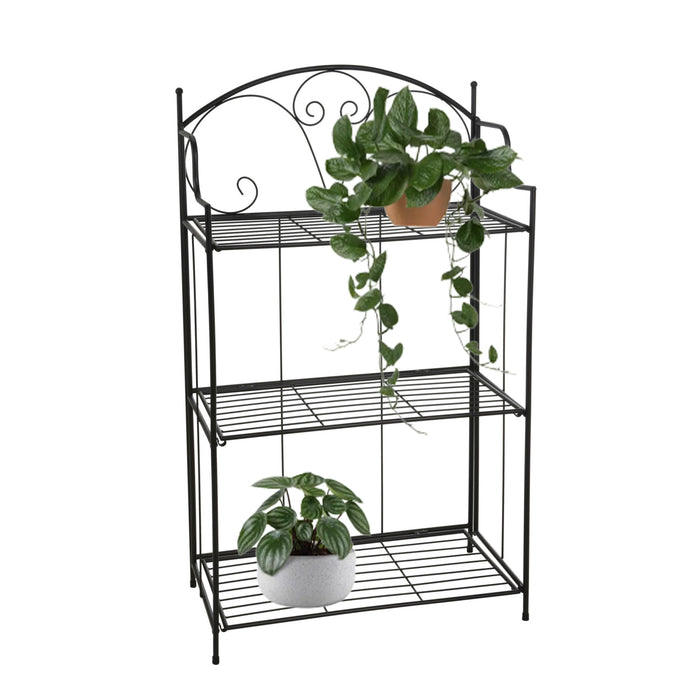 Pro Garden Plantenrek - zwart - metaal - opvouwbaar - 58 x 30 x 100 cm