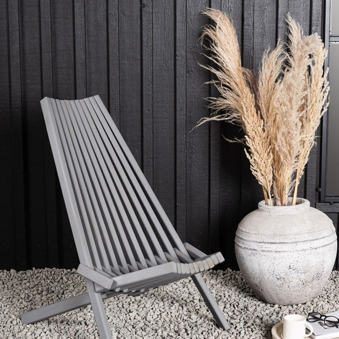 Nest outdoor Bastian houten tuin loungestoel grijs - met hoofdkussen