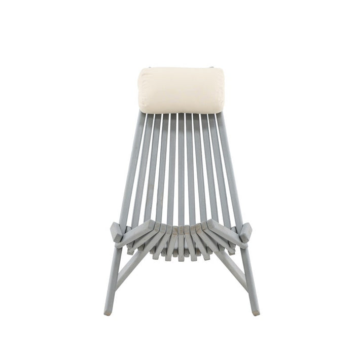 Nest outdoor Bastian houten tuin loungestoel grijs - met hoofdkussen