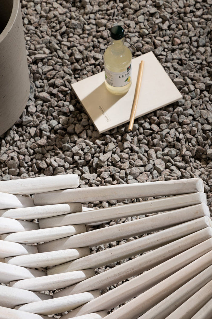 Nest outdoor Bastian houten tuin loungestoel wit - met hoofdkussen