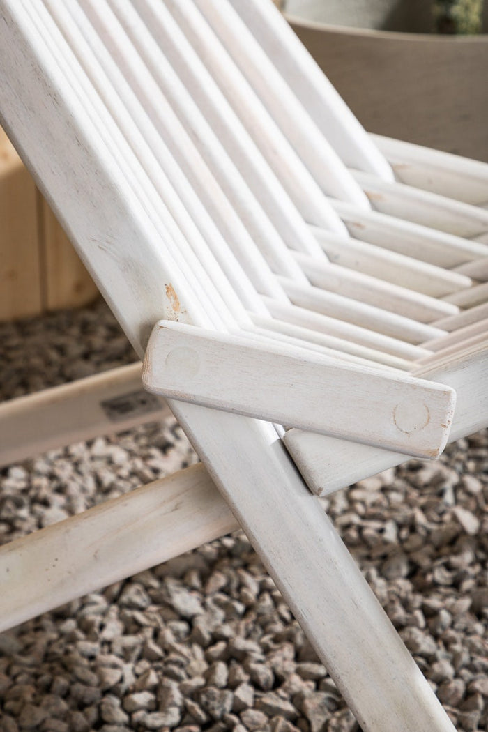 Nest outdoor Bastian houten tuin loungestoel wit - met hoofdkussen