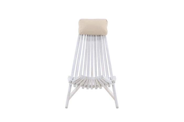 Nest outdoor Bastian houten tuin loungestoel wit - met hoofdkussen