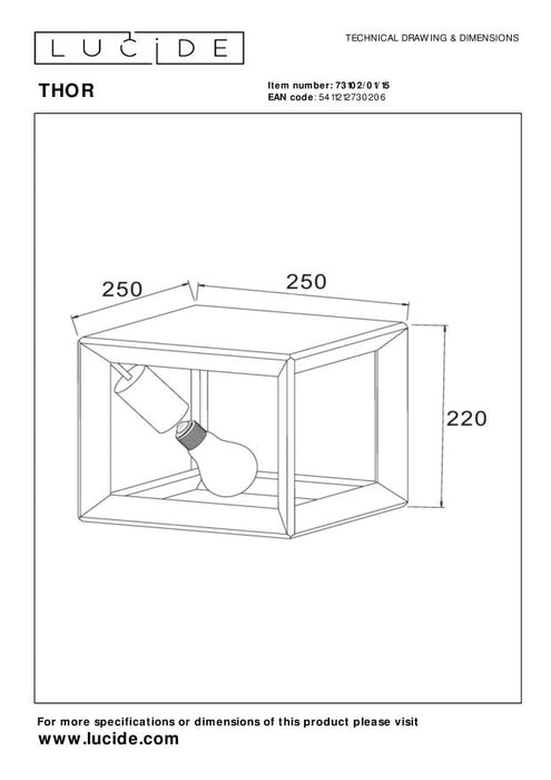 Lucide THOR Plafonnière - Grijs ijzer