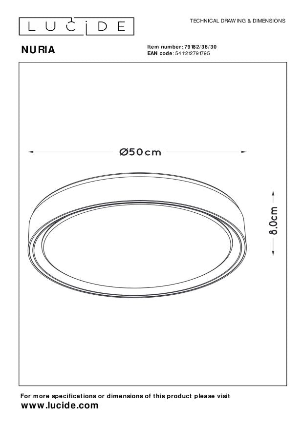 Lucide NURIA Plafonnière - Zwart