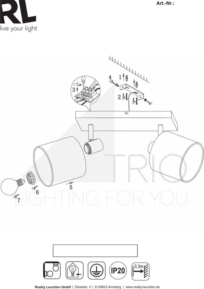 Reality Tommy Spot 2x E14 Zwart