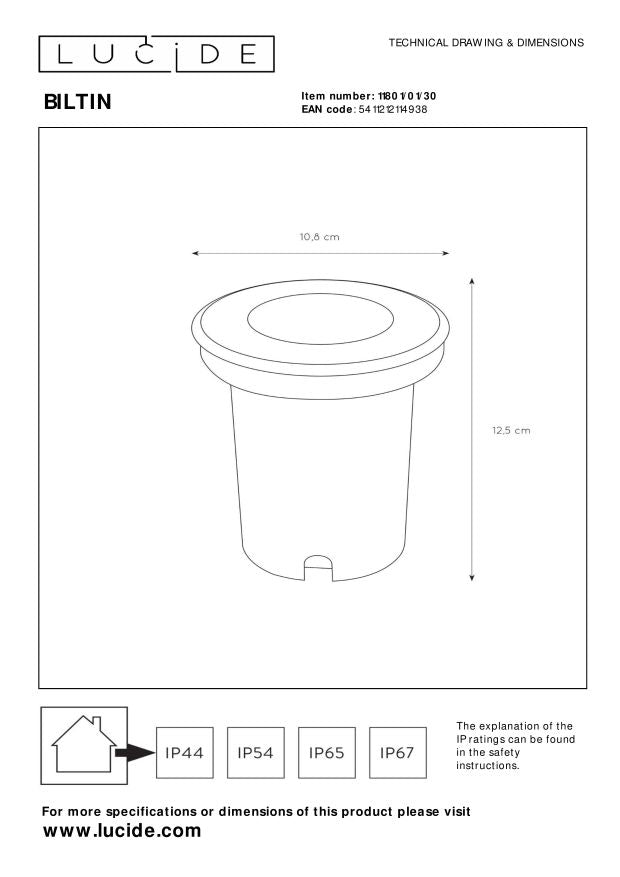 Lucide BILTIN Grondspot - Zwart