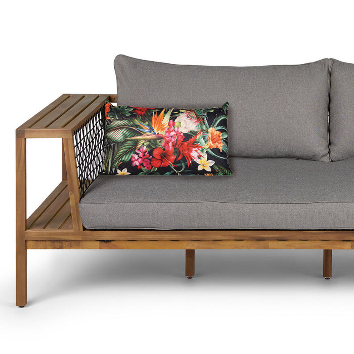 Anna's collection buitenkussen bloem - zwart|rood - 30 x 50 cm