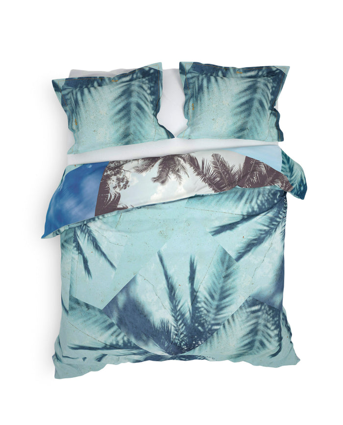 Heckett Lane Dekbedovertrek Katoen Satijn Jaron - palm blue