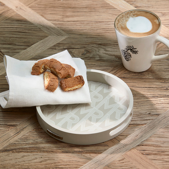 Riviera Maison Dienblad beige, Rond - RM Monogram - Hout