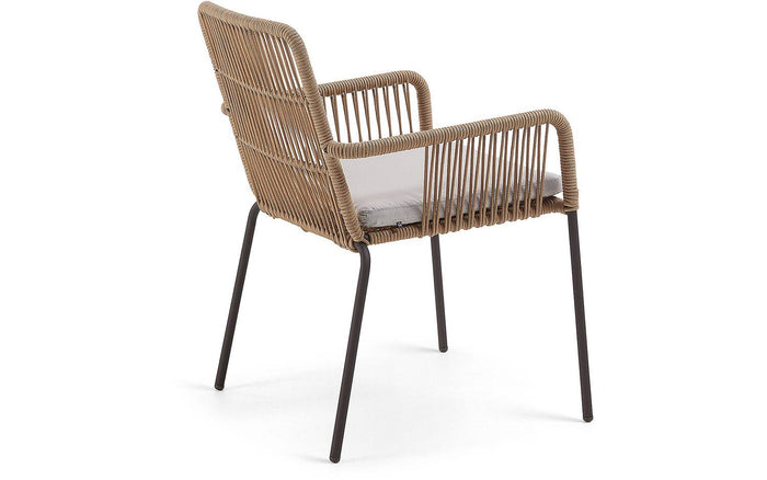 Kave Home - Samanta stoel in beige touw en gegalvaniseerde stalen