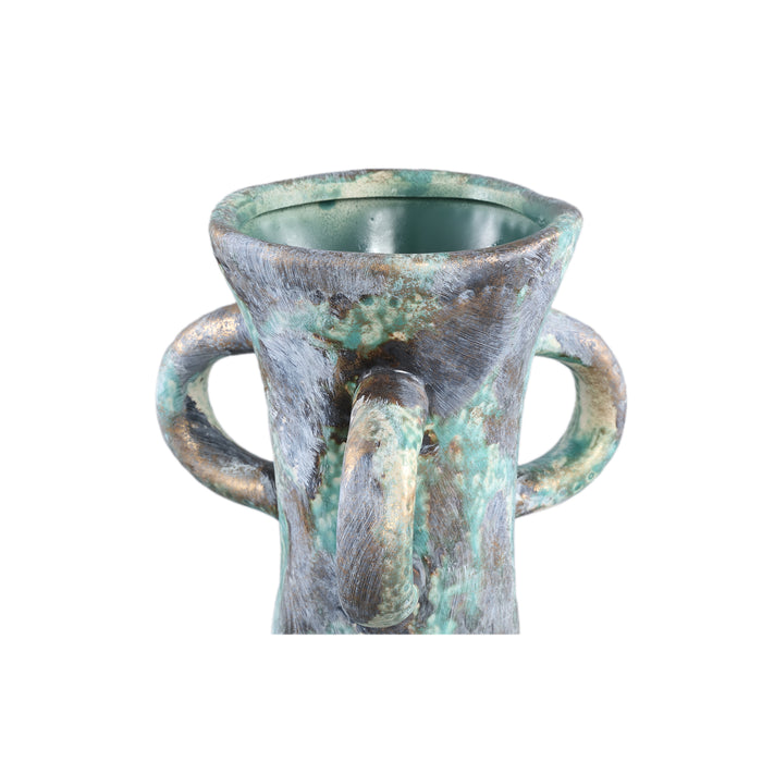PTMD Ayaz Turquoise glazed ceramic pot with four ears