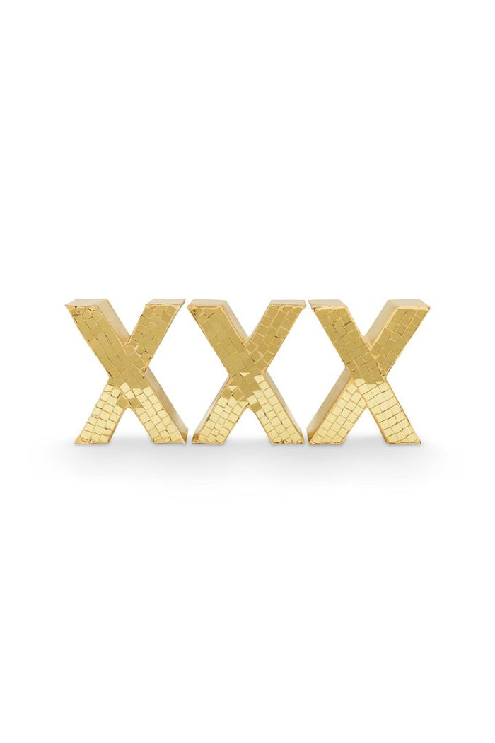 vtwonen Metal X - Kerstdecoratie - Goud - Set van 3 - 31x12,5x4,5cm