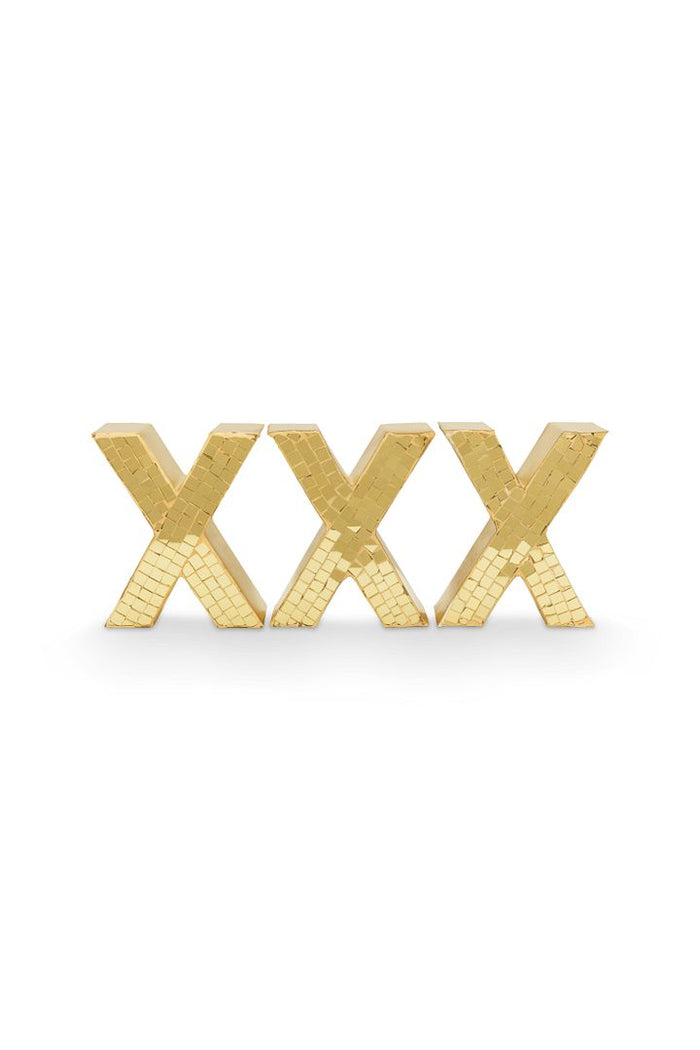 vtwonen Metal X - Kerstdecoratie - Goud - Set van 3 - 31x12,5x4,5cm