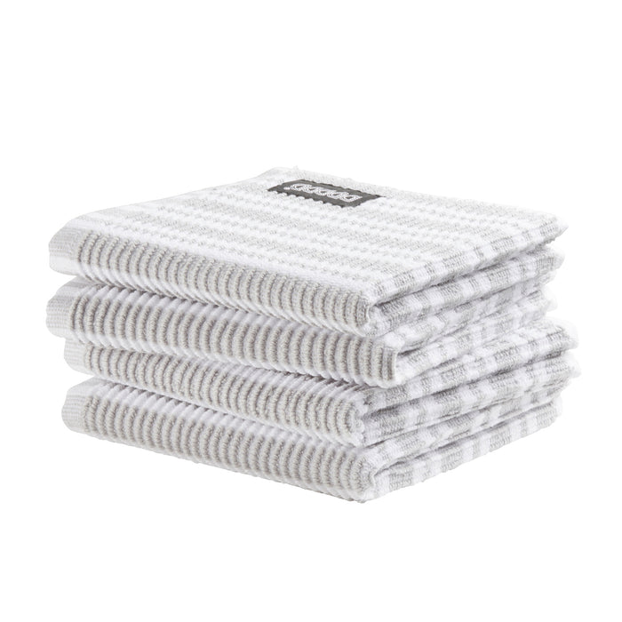 DDDDD vaatdoek Basic Clean - 30x30cm - Lichtgrijs gestreept - 4 stuks