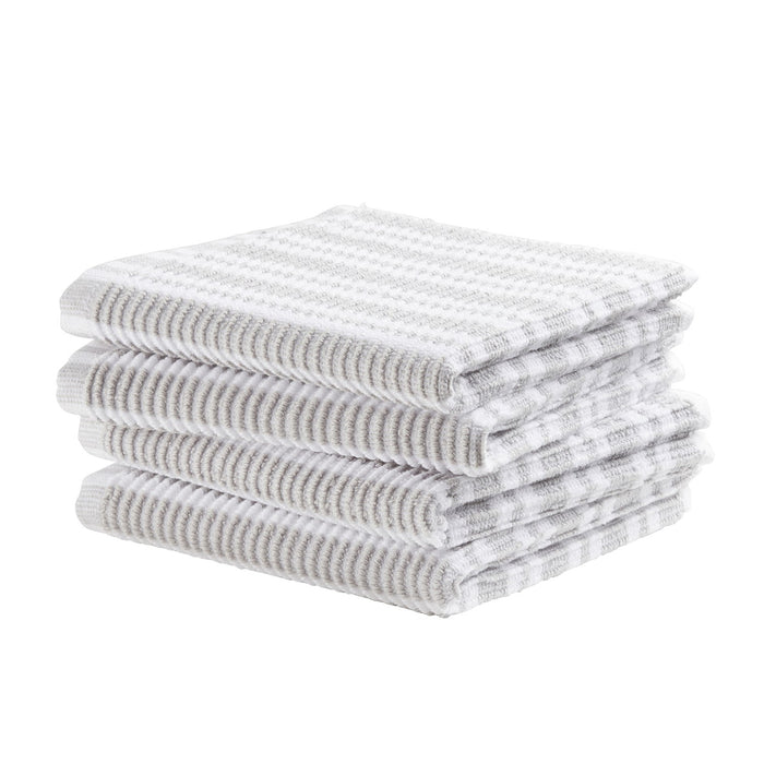 DDDDD vaatdoek Basic Clean - 30x30cm - Lichtgrijs gestreept - 4 stuks