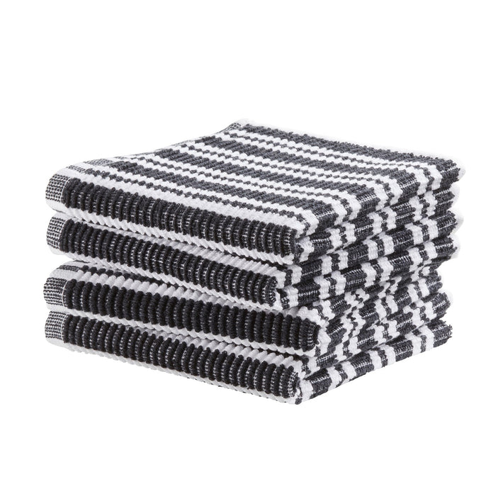 DDDDD vaatdoek Basic Clean - 30x30cm - Zwart gestreept - 4 stuks