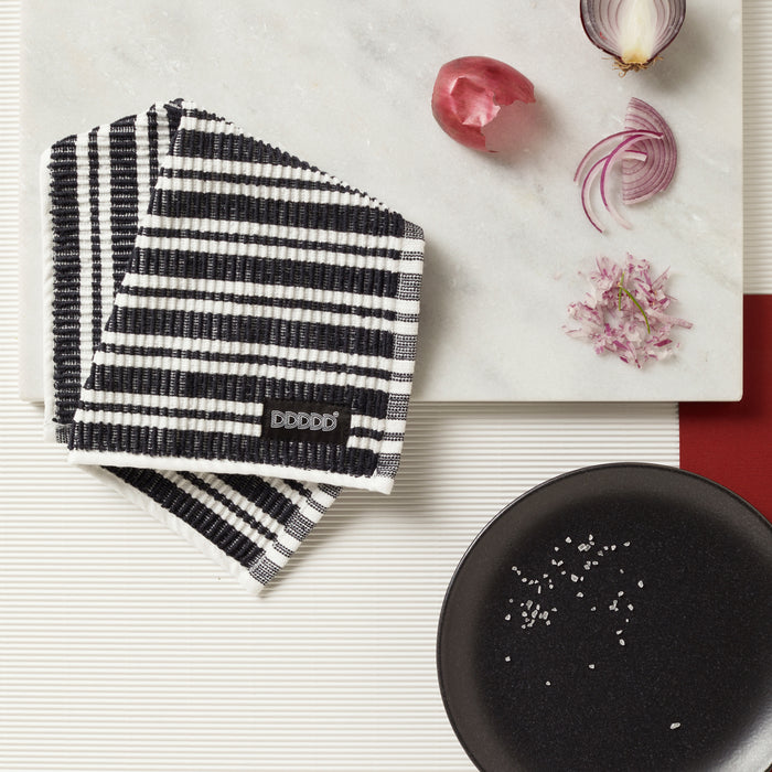 DDDDD vaatdoek Basic Clean - 30x30cm - Zwart gestreept - 4 stuks