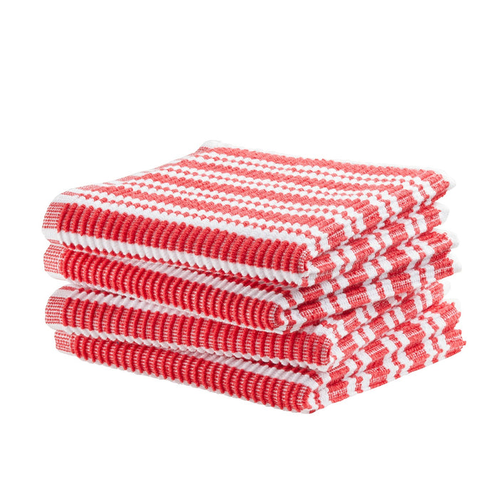 DDDDD vaatdoek Basic Clean - 30x30cm - Rood gestreept - 4 stuks